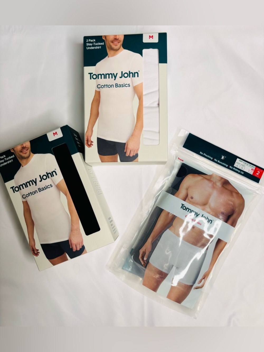 Tommy John Medium Set Cotton Basics Men's Crew Undershirts & Boxer Briefs NWT